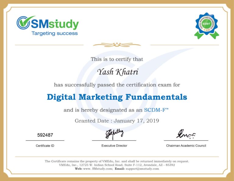 SCDM-F Digital Marketing Fundamentals